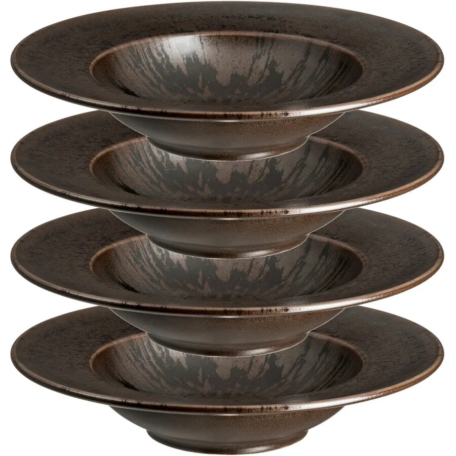MÄSER Pastateller-Set 4-tlg. Metallic Bronze Braun/Schwarz Steinzeug 27 cm