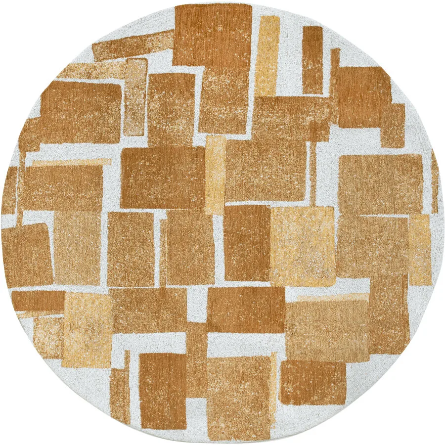 Teppich Lucia Dunkelgelb, Gelb, Weiss Anderes Muster Polyester 240 x 240 cm