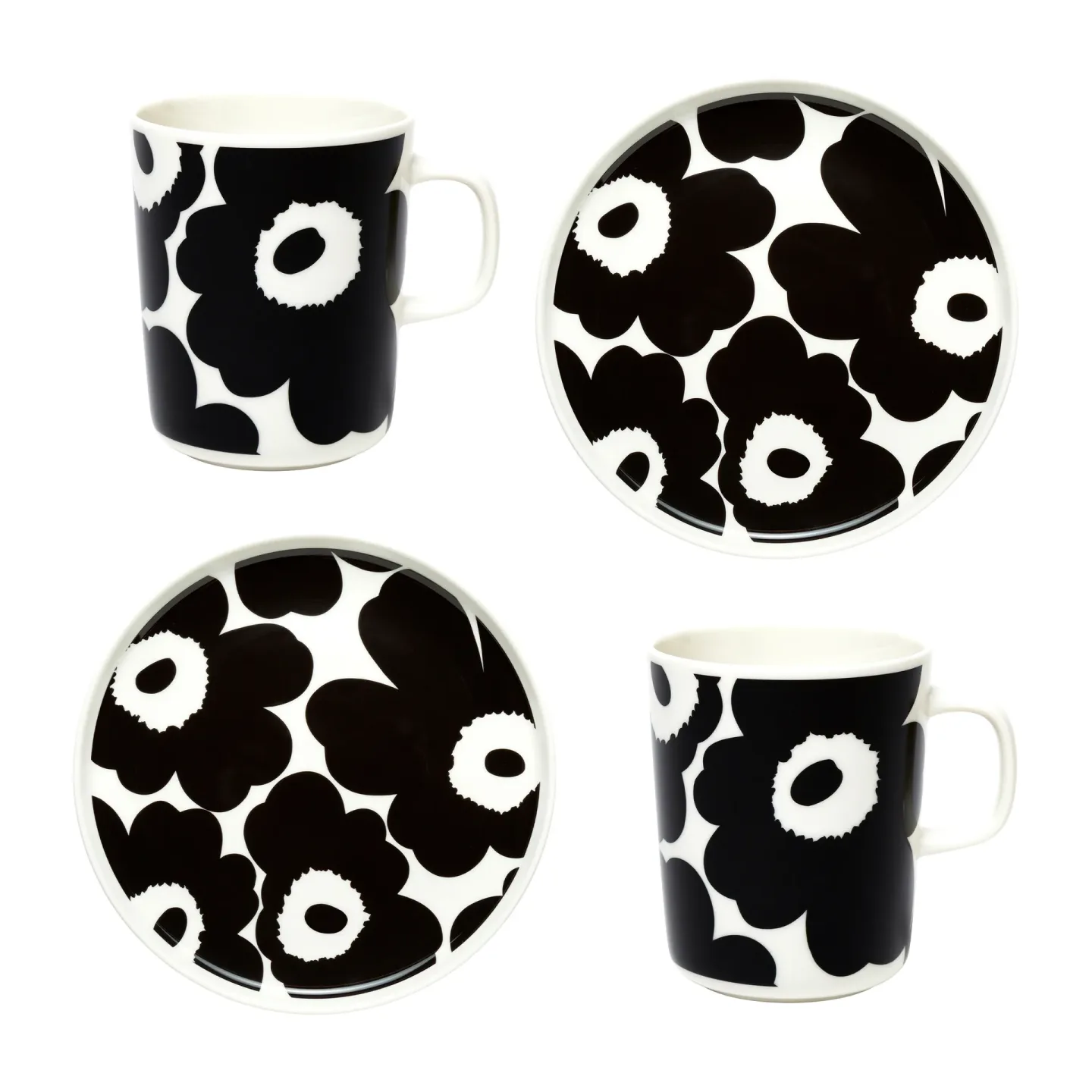 Marimekko Unikko Frühstücksset Weiß-schwarz