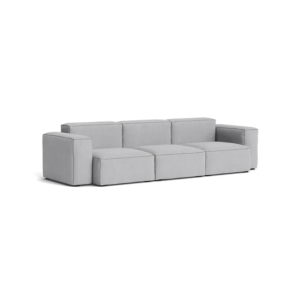 HAY Mags Soft low 3-Sitzer Sofa Linara 443 tweed-dunkelgraue Naht