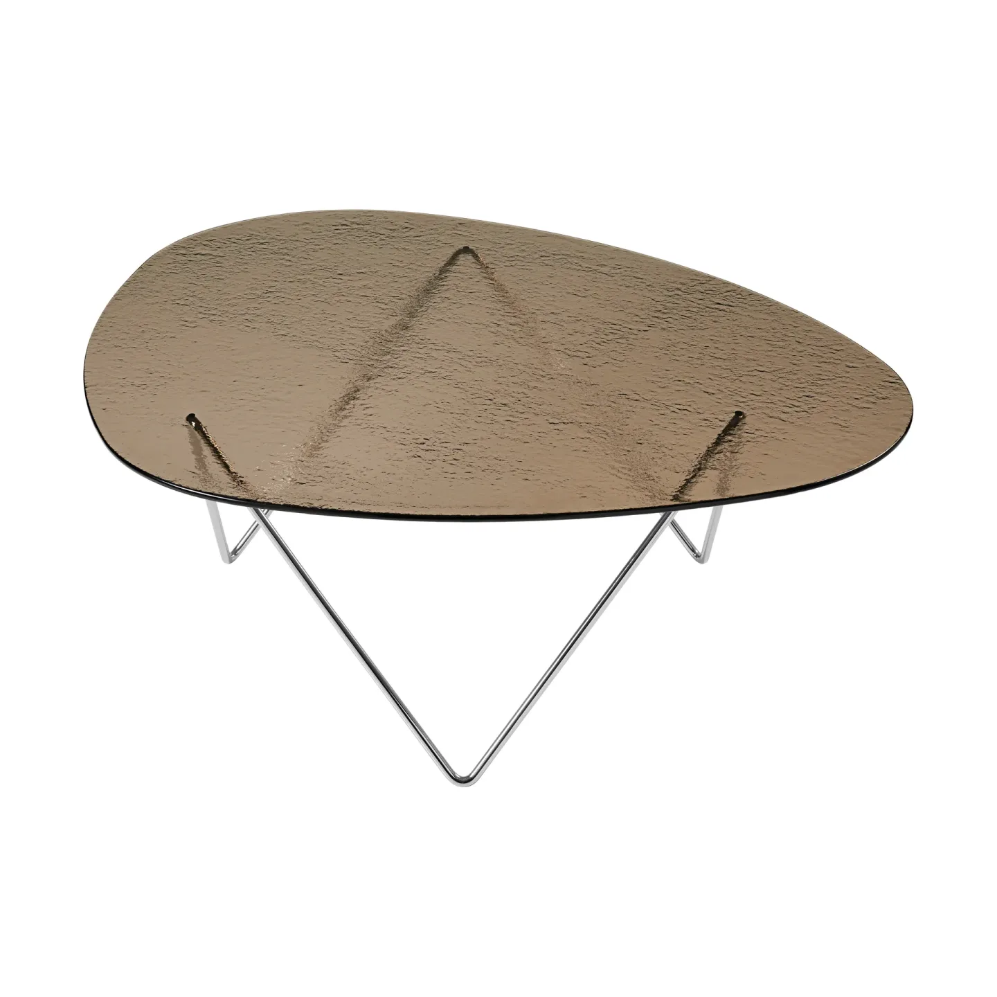 GUBI Pedrera Couchtisch Chrom-Strukturglas brons