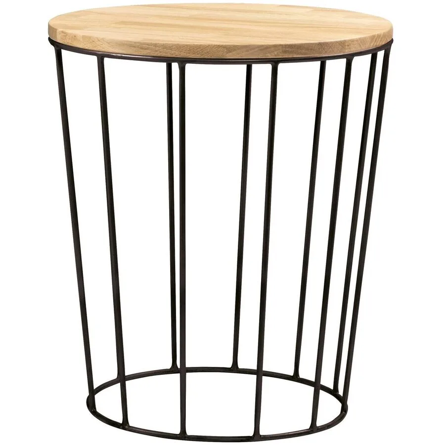 Hasena Nachttisch Keziea Schwarz, Natur Eiche, Metall B 45 H 52 cm
