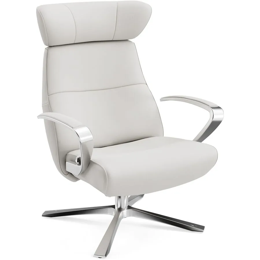 Conform Sessel Enno Reinweiss, Silber Leder, Aluminium T 163 B 81 H 99 cm - Möbel Konfigurator: Traummöbel individuell zusammenstellen