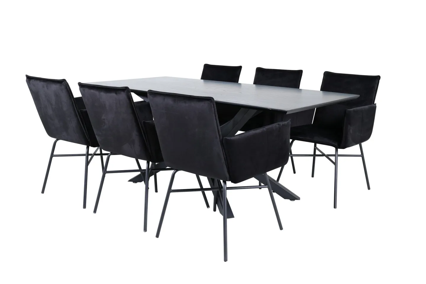 Piazza Matgrupp 180 cm Rektangulär med 6 Petra stolar - Svart