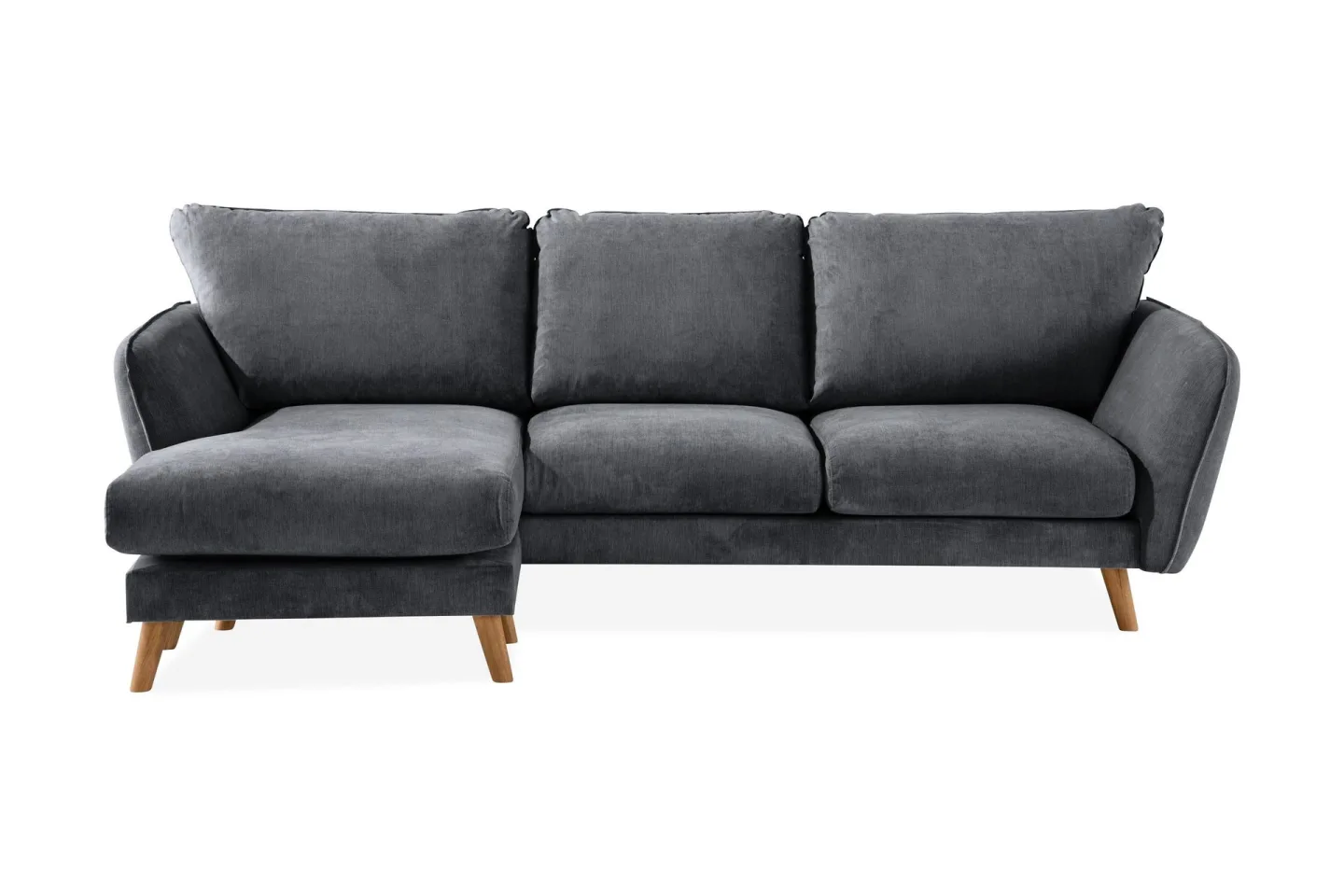 Trend Lyx 3-sits Vänstervänd L-formad Divansoffa i Tyg - Mörkgrå