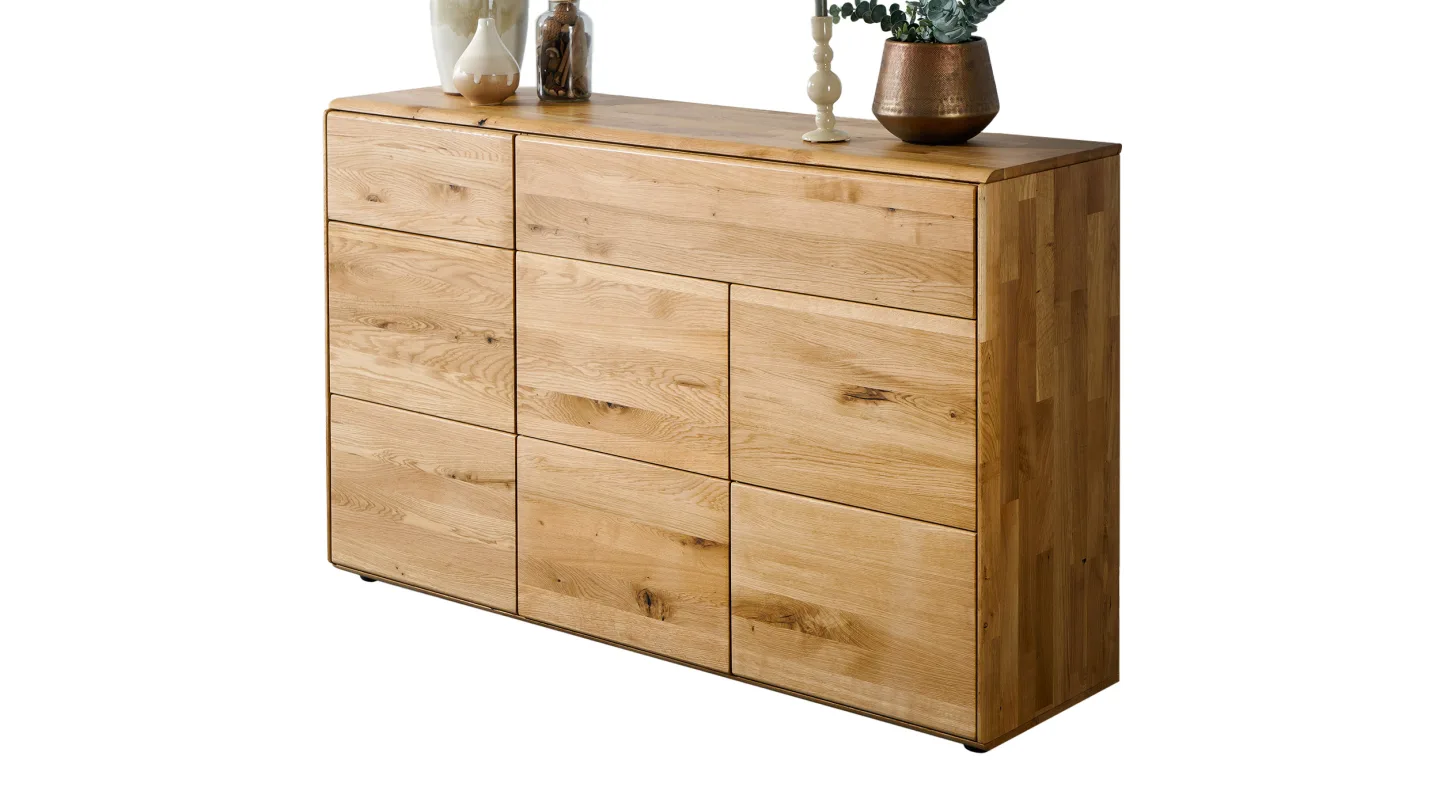 Kommode mit 2 Schubladen Wildeiche massiv geölt 149 cm - SKOV