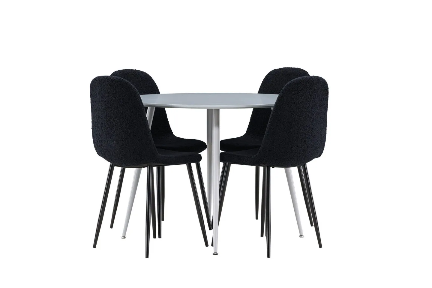 Plaza Matgrupp 100 cm Rund med 4 Polar stolar - Grå/Svart
