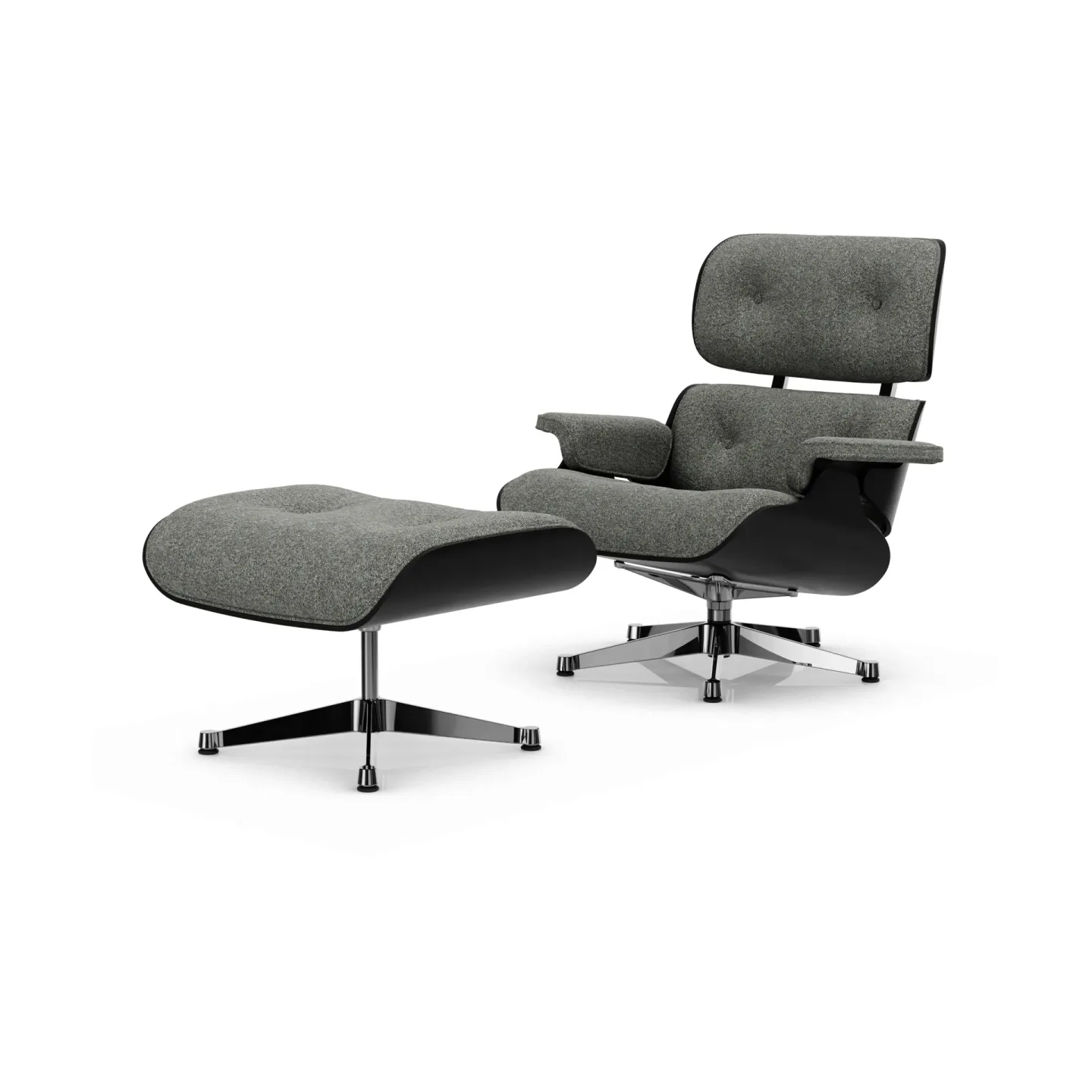 Vitra Eames Lounge Chair & Ottoman new dimensions 10 Salt'n pepper-27 chestnut black-pol. steel