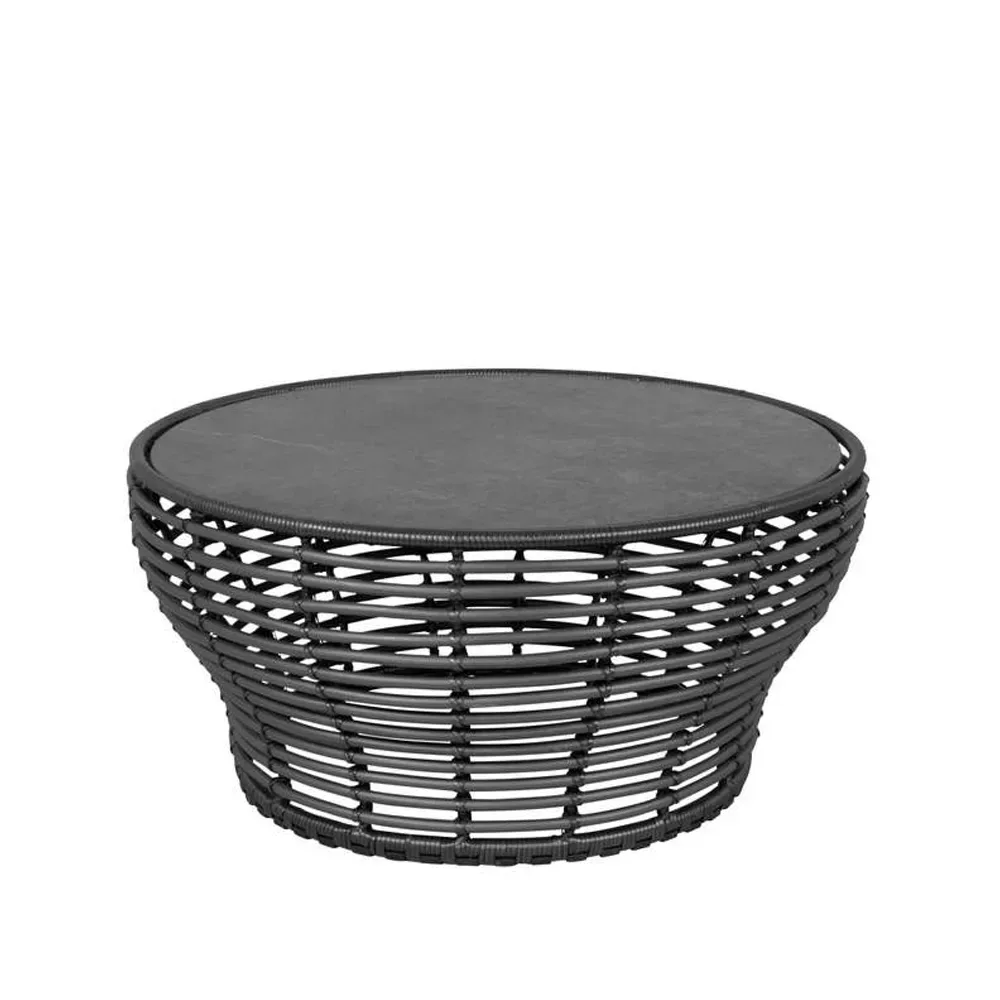 Cane-line Basket soffbord Fossil black, stor, grått flätat underrede