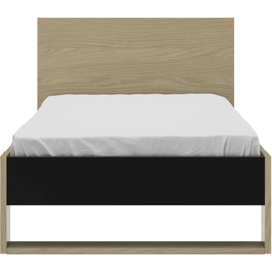 Kinderbett Natty schwarz/Eiche Holzwerkstoff 90 x 200 cm