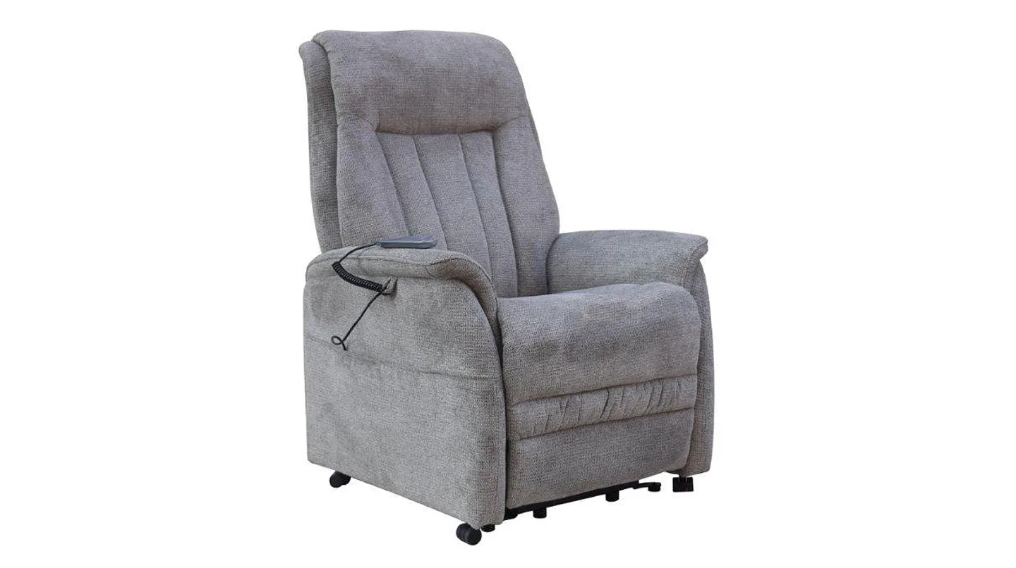Fernsehsessel Webstoff taupe - 2 Motoren - Aufstehhilfe - SIENA