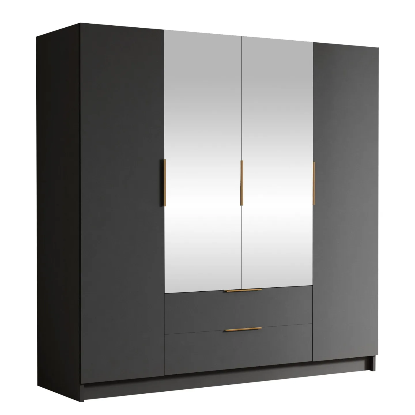Kelros Garderob med Spegel 200x216 cm - Svart
