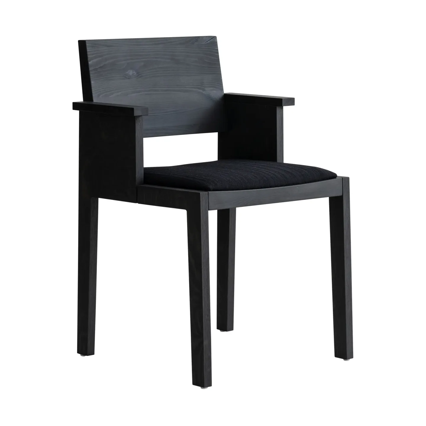 Vaarnii 016 Maasto Dining Armchair Armlehnstuhl Schwarz gebeizte Kiefer, gepolsterter Sitz schwarz