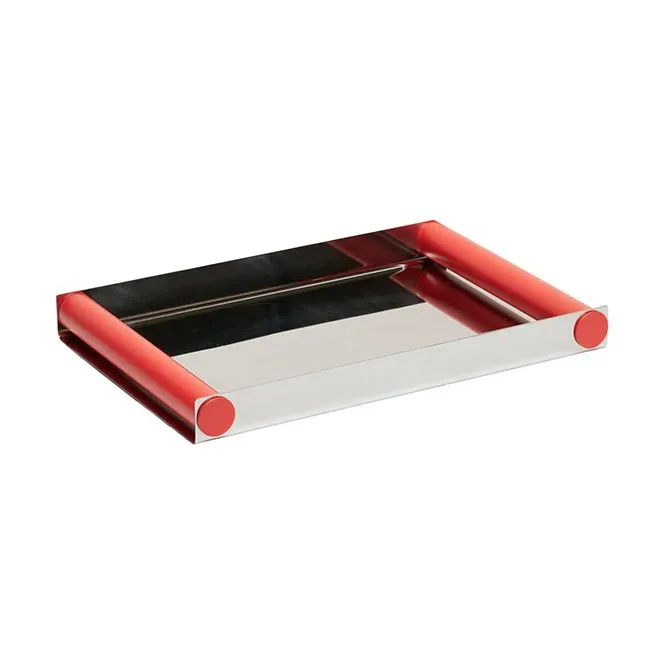 Design Letters Ray tray disco Tablett 20,5x30 cm Red coral, Edelstahl