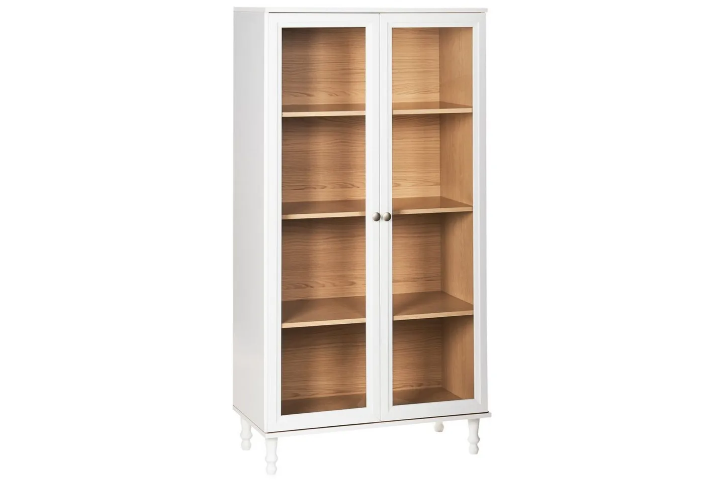 Vitrinskåp Tingledale Vit, ljust trä, 80x40x151 cm - Vit, ljust trä, 80x40x151 cm
