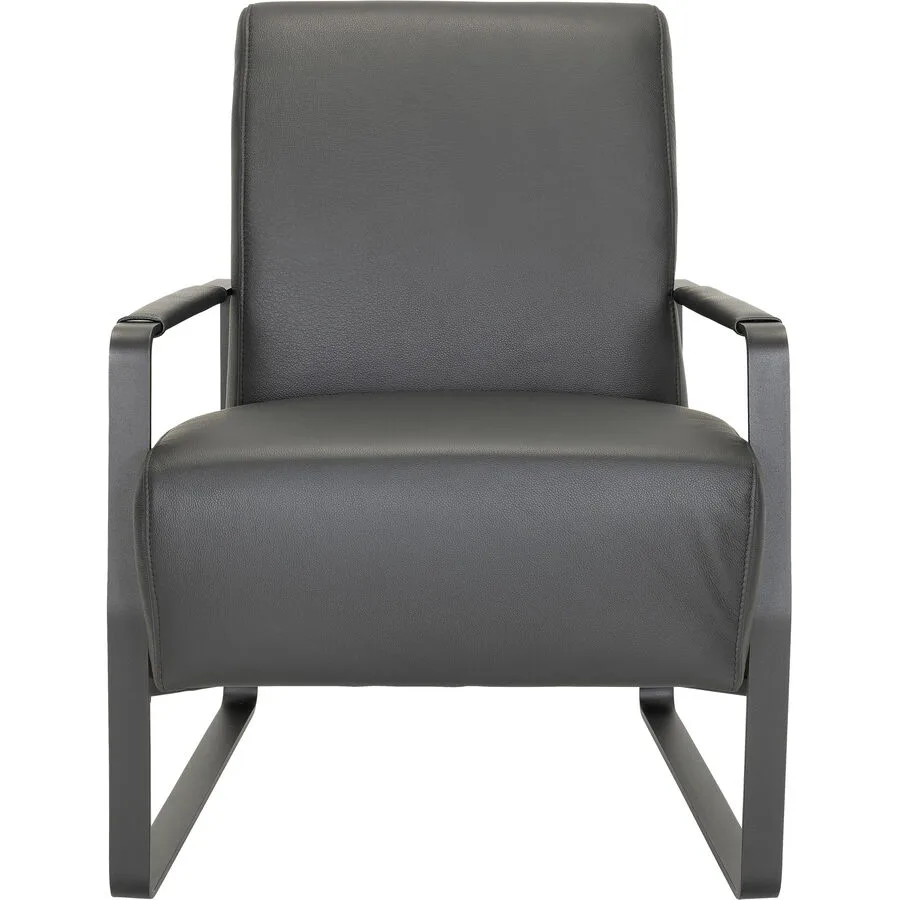 Sessel Solis Schwarz Leder 65 cm 75 cm