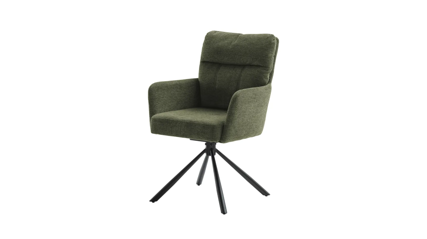 Armlehnstuhl olive Drehstuhl Chenille Optik - UTICA