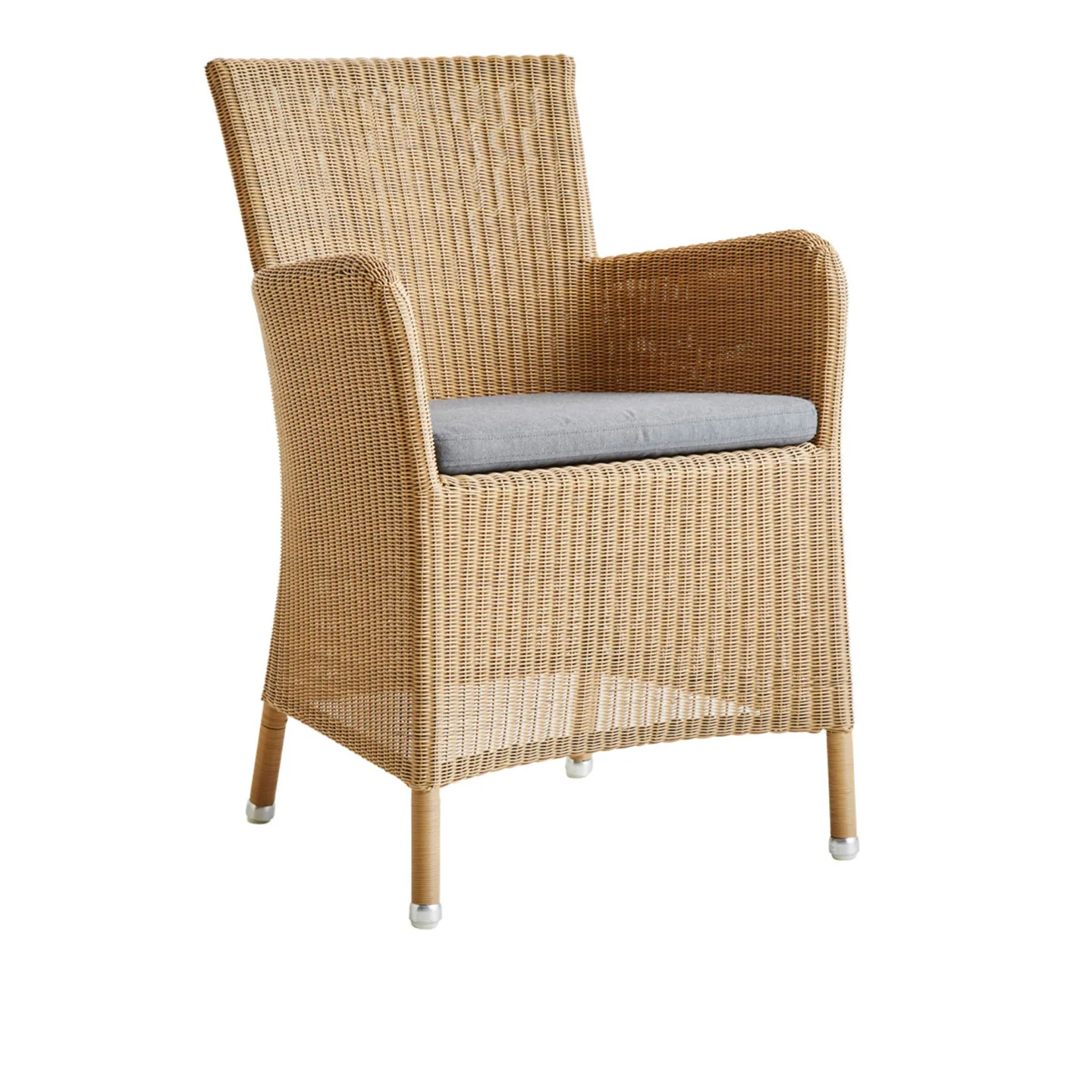 Cane-Line - Hampsted Karmstol Cane-Line Weave Natural / Cane-line Natté Taupe - Matstolar utomhus - Cane-line Design Team - Träfärgad - Textilmaterial/Syntetiskt