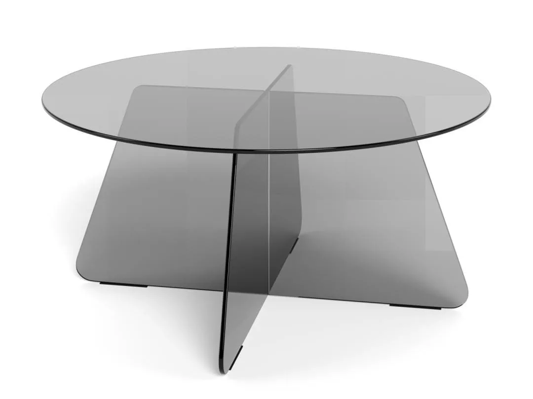 Ryvos Soffbord i Glas 80 cm Rund - Rökfärgad