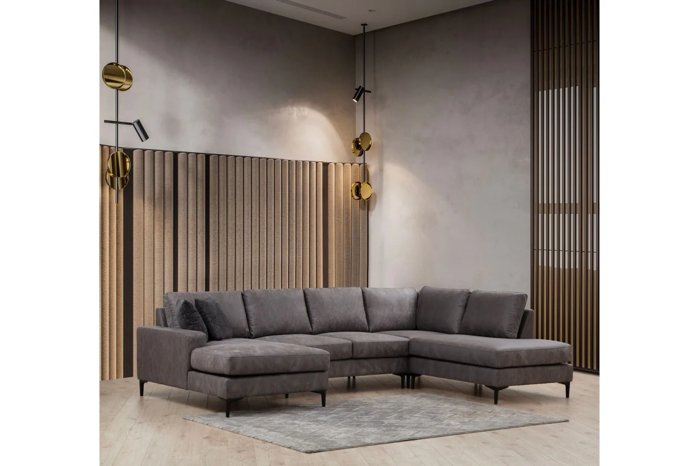 Svanabyn Soffa m. Divan och Schäslong 4-sits - Antracit