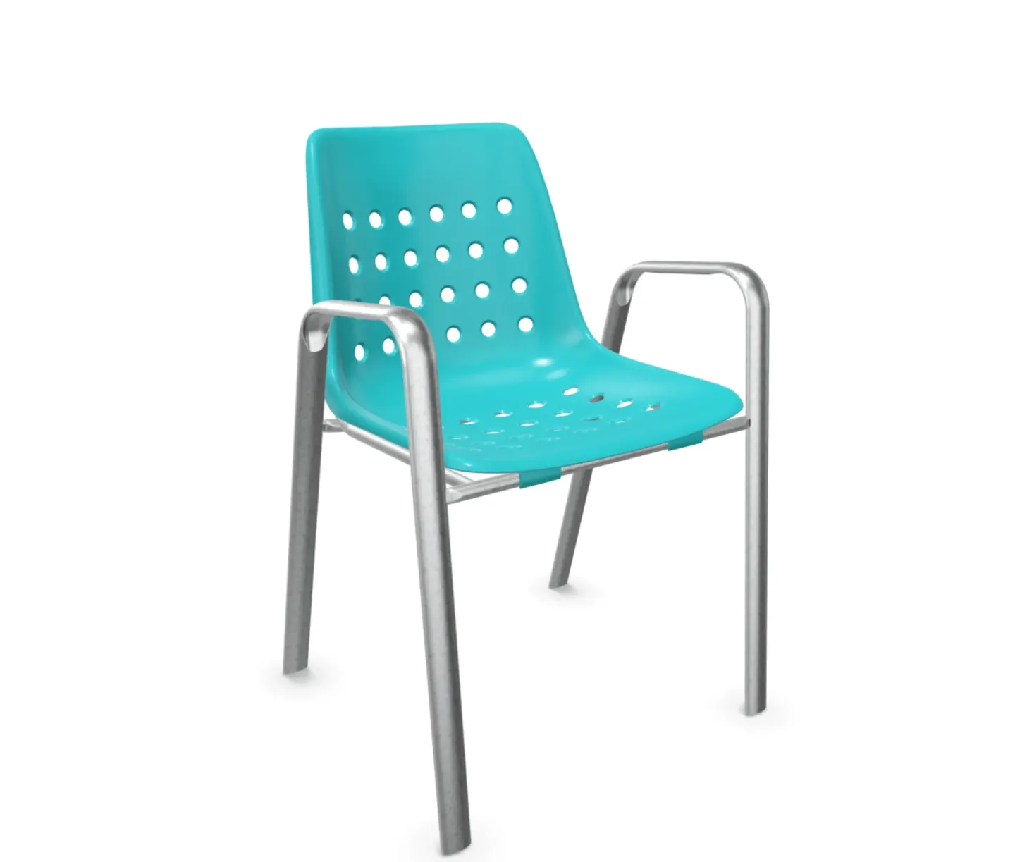 Schaffner Schalen-Stuhl Bermuda mit Armlehne Rundoval Feuerverzinkt Blau | Schubiger Möbel