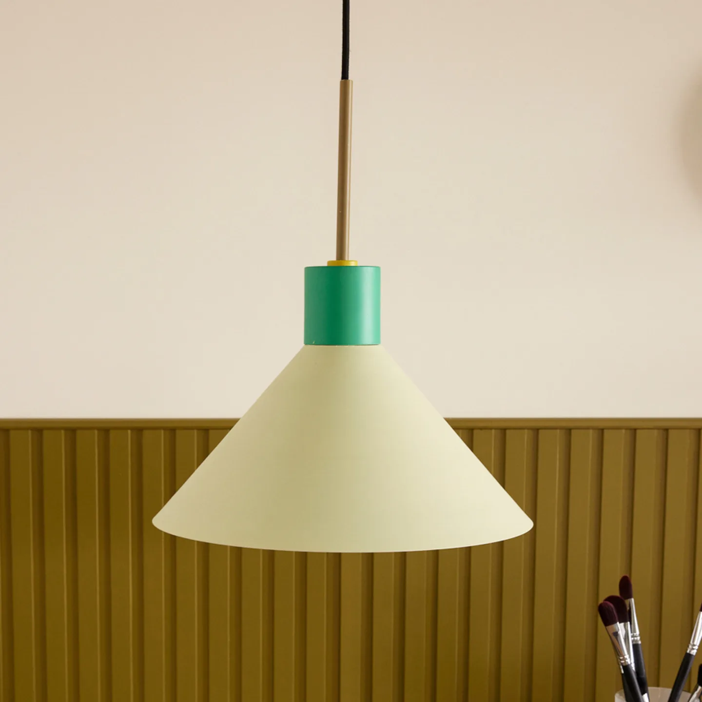 Crayon Pendelleuchte Ø35 Brown/Green/Orange - Hübsch - Esszimmer - Design - Metall - Einflammig