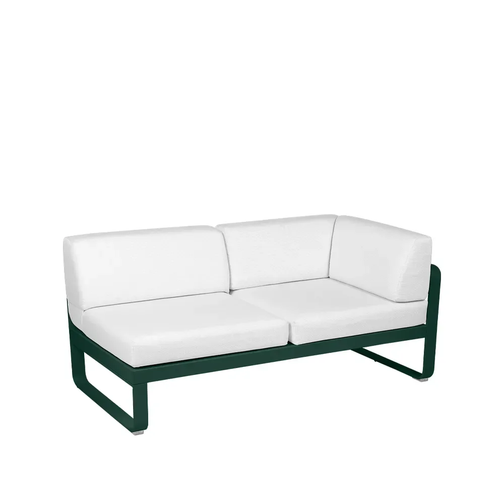 Fermob Bellevie Corner modulsoffa 2-sits Cedar green (grön), offwhite dyna, höger