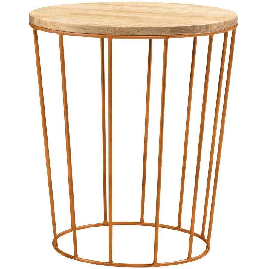 Hasena Nachttisch Keziea Kupfer, Natur Eiche, Metall B 45 H 52 cm