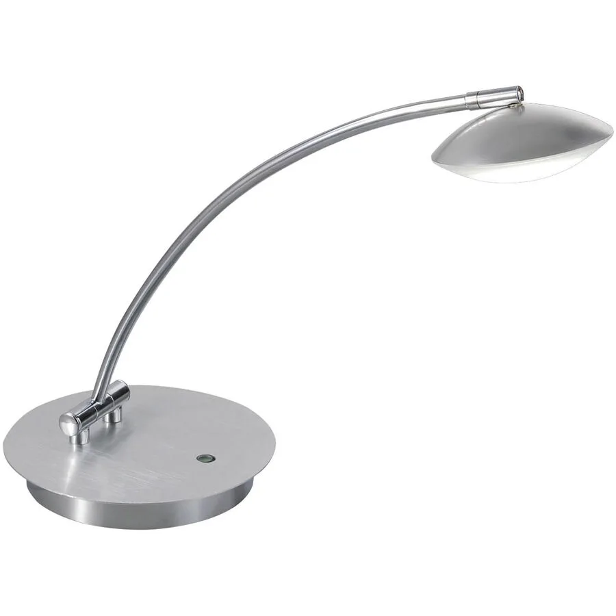 Tischlampe Hara Grau Metall 43 cm 48 cm - Farbe: Alu. gebürstet/chrom - LED - Lichtfarbe: Warmweiss - LED Energiesparlampen