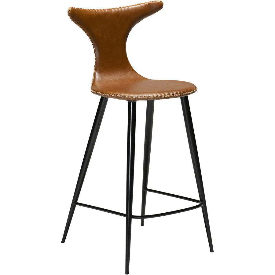 DAN-FORM Barhocker 2er-Set Dolphin Brown, Schwarz Kunstleder, Metall H 97 cm