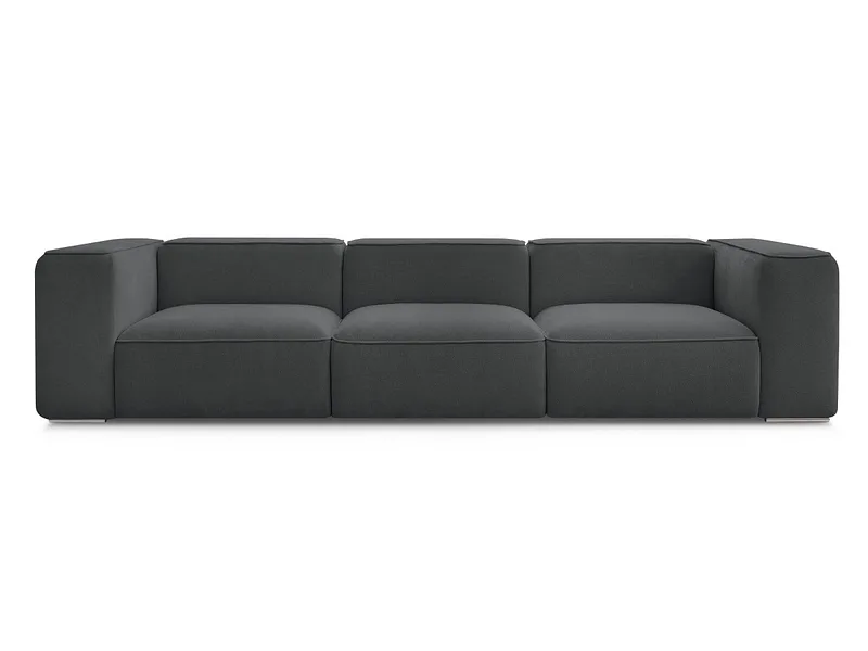 3er Sofa BOBOCHIC ZEPHYR Stoff mit Textur dunkelgrau