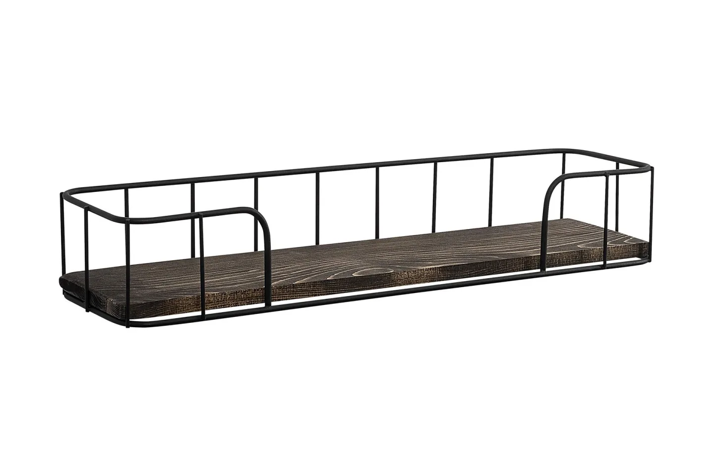 Lindern Vägghylla 15x60 cm - Svart/Valnöt