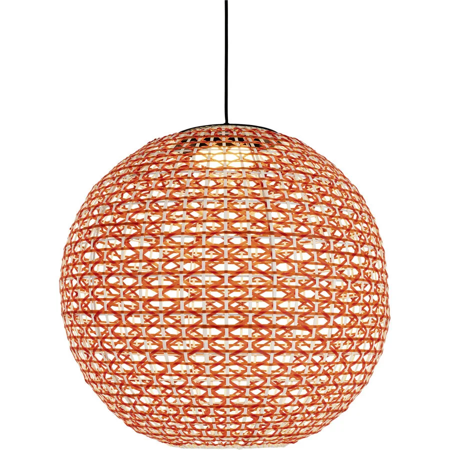 Pendellampe Eliana Orange/Weiss Kunststoff/Metall 60 cm 190 cm - Farbe: Weiss/Orange - LED - Lichtfarbe: Extra warmweiss - Material: Metall/Kunststoff