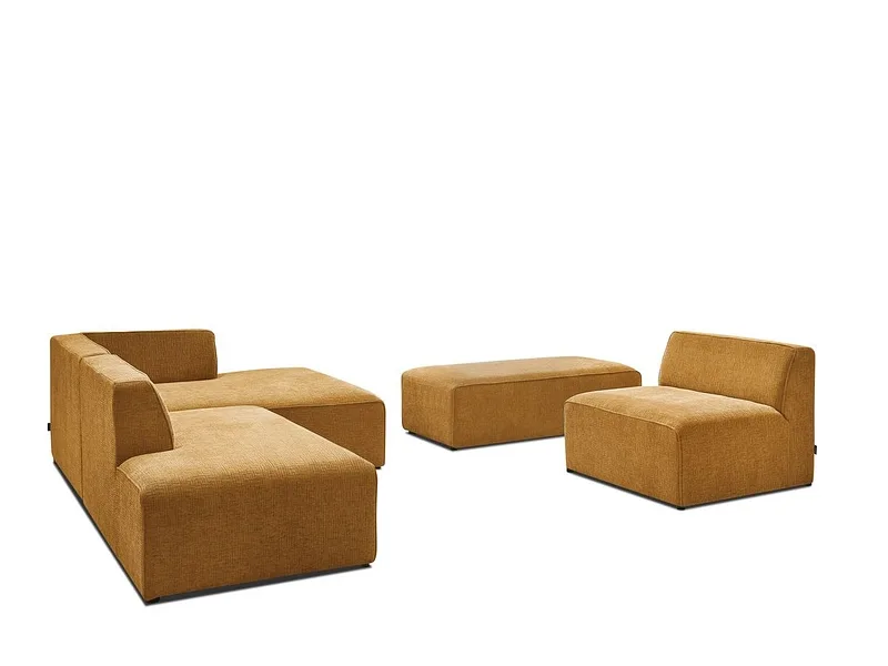 Sofa mit Hocker BOBOCHIC MEGEVE Stoff mit Textur gelb