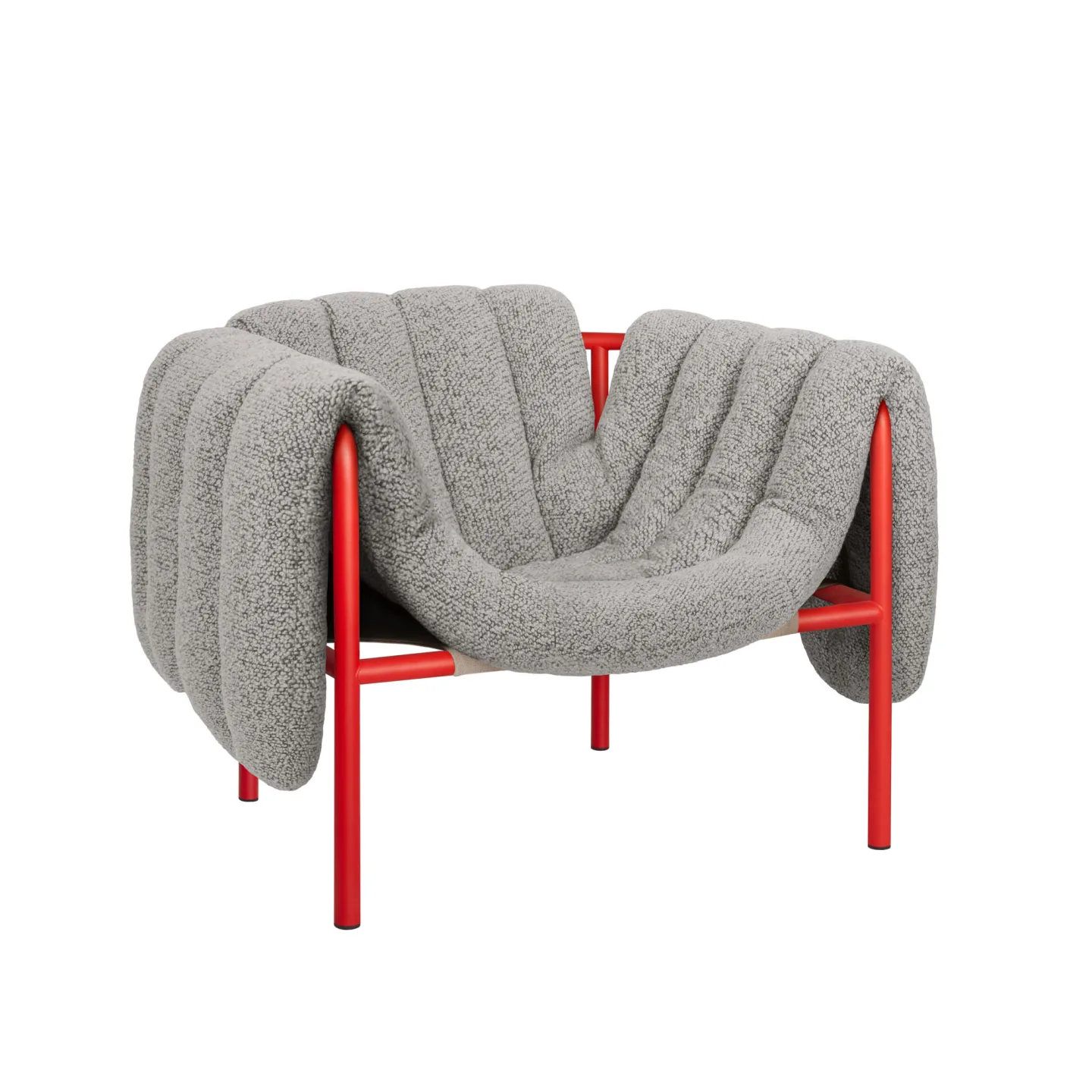 HEM - Puffy Lounge Chair - Pebble/Traffic Red - Fåtöljer - Faye Toogood - Röd,Grå - Bomull/Naturmaterial/Metall/Syntetiskt/Skum/Plast