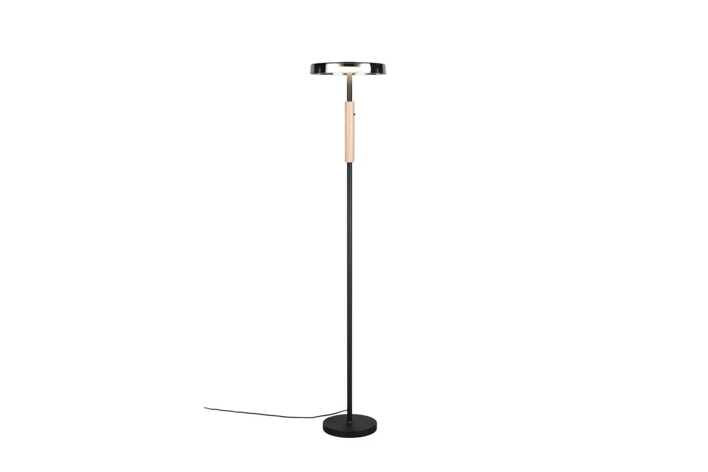Golvlampa TRIO Celeste Mattsvart/kromad/trä - Mattsvart/kromad/trä
