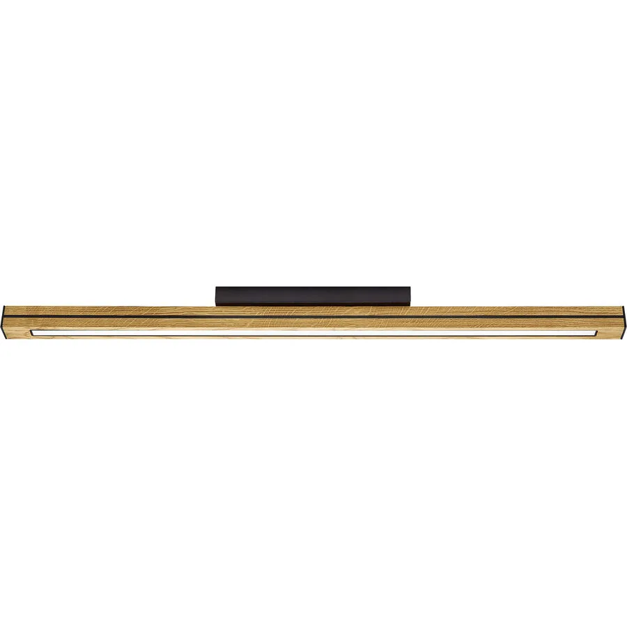 HERZBLUT Deckenlampe Dana Schwarz Eisen/Holz 100 cm - Farbe: schwarz/Eiche - LED - Lichtfarbe: Extra warmweiss - Helles Neutralweiss - Deckenlampe-