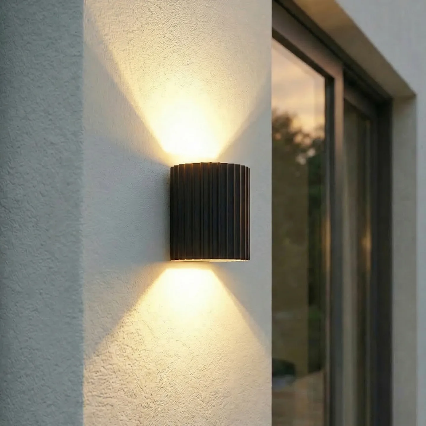 Ralino LED-Außenwandlampe, IP65, Aluminium, schwarz, zweiflammig - Lindby - Terrasse - Modern - Rund