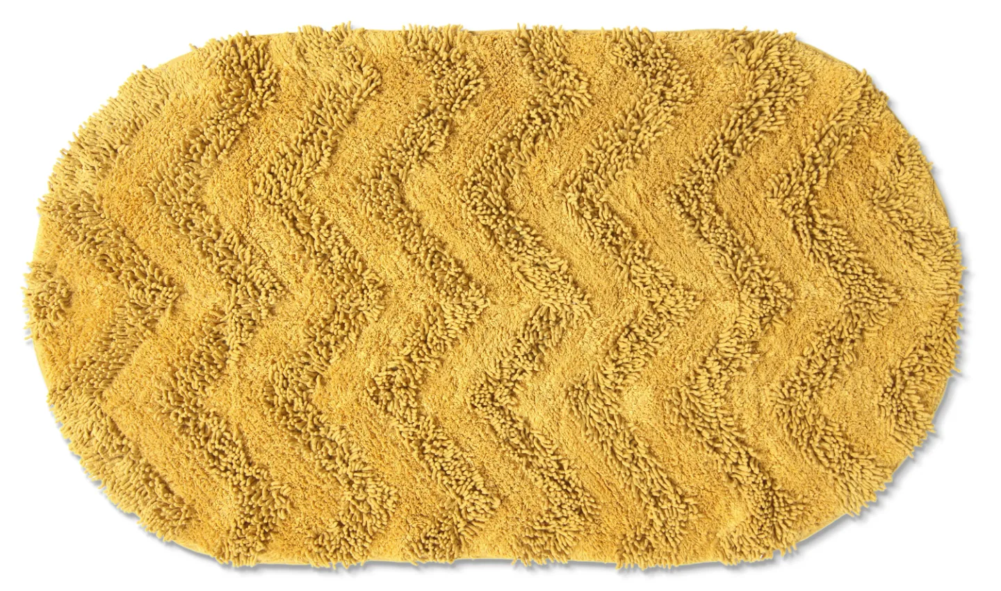 Oval baderomsmatte - Tressa (gul) (Størrelse: 50 x 90 cm)