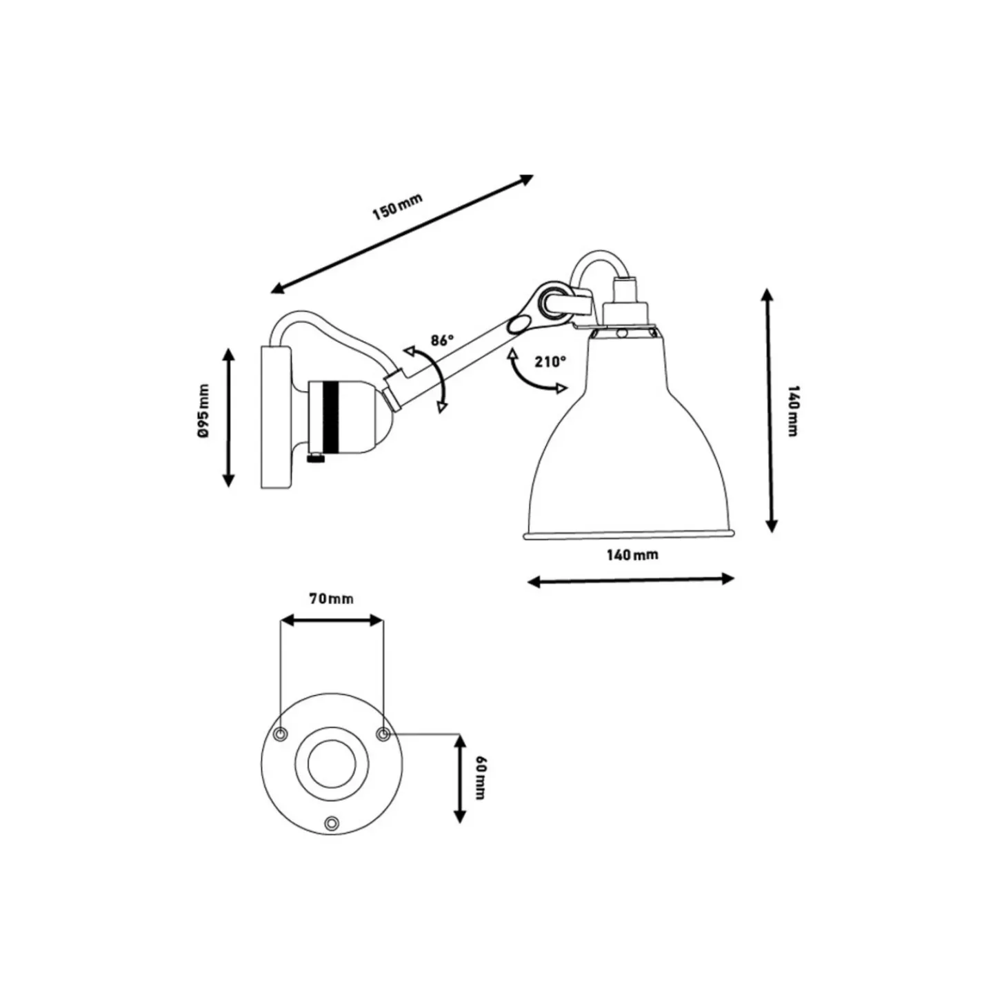 304CA Vägglampa Krom/Glossy - Lampe Gras - Vardagsrum - Design - Metall