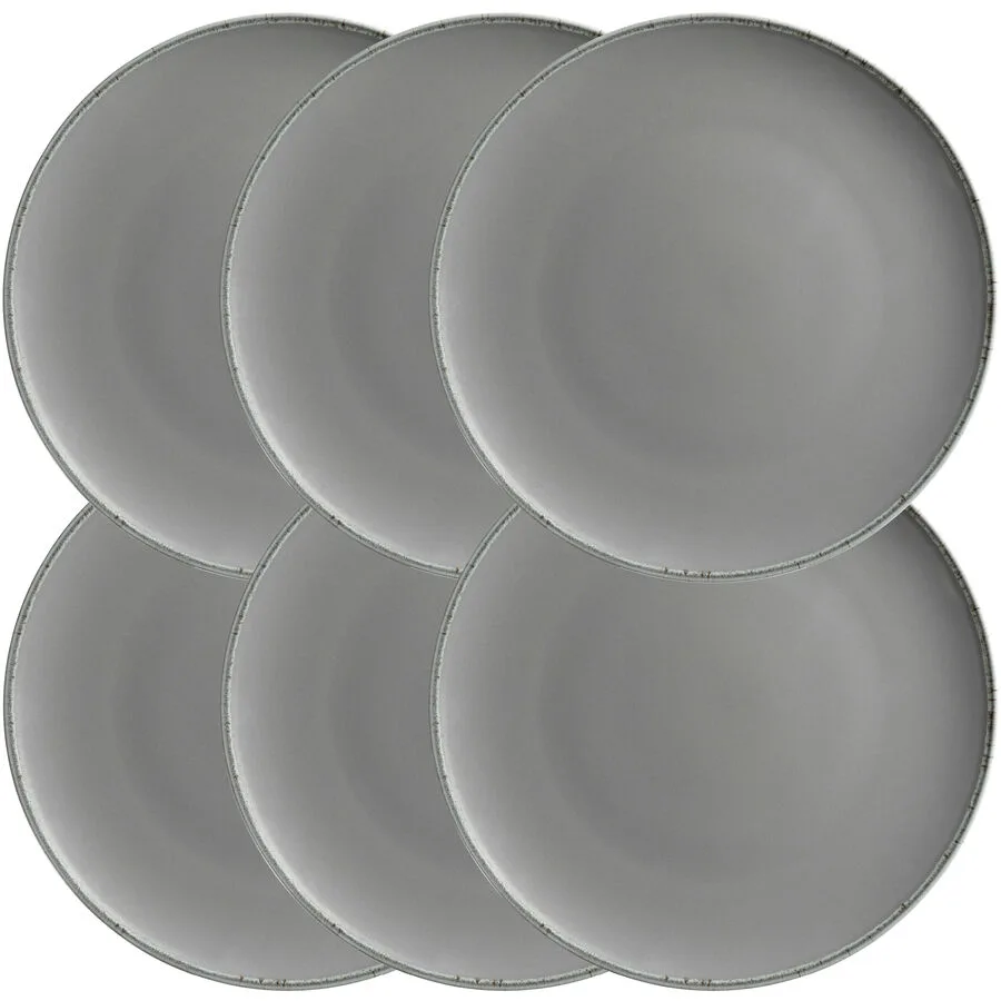 MÄSER Speiseteller-Set 6-tlg. Neutral Grau Porzellan 28 cm