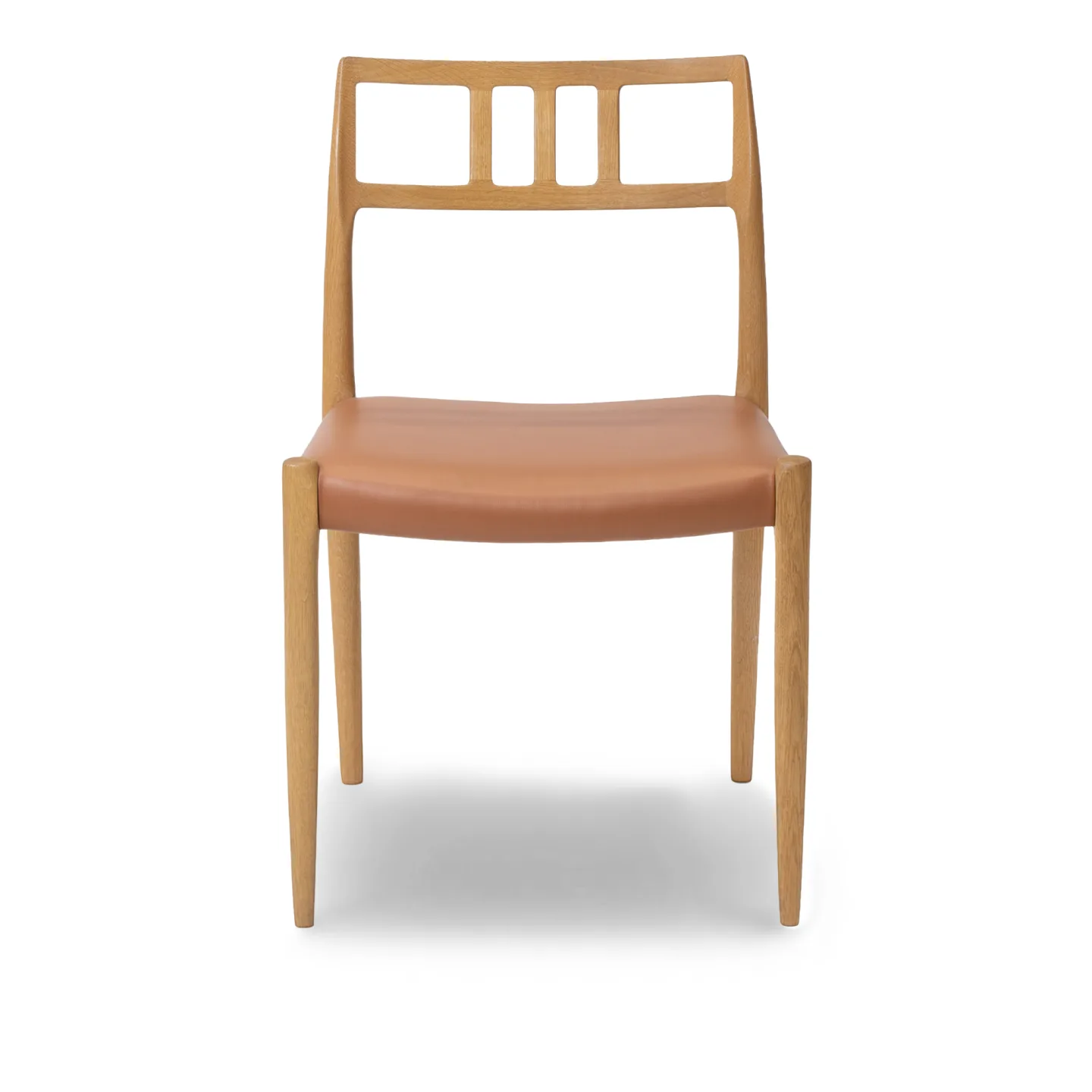 J.L. Møller - Model 79 dining chair Oak, Lacq, Leather – Roma Cognac - Matstolar - Niels Otto Møller - Orange - Läder/Trä
