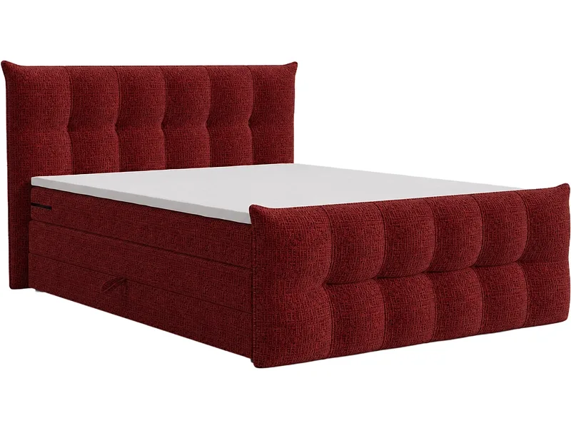Boxspringbett ANGORA rot 140x200cm halbfest