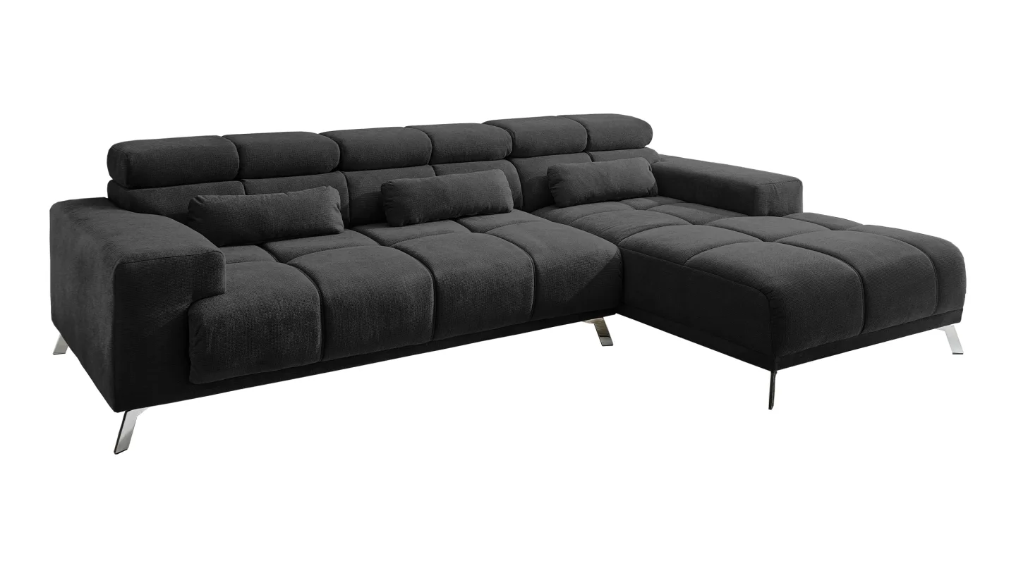 Ecksofa schwarz elektrisch ausfahrbar 285 cm - OT rechts - SPEED