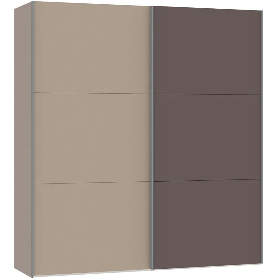 Kleiderschrank Arena Schwebetüren nougat/spiegel Holzwerkstoff B 203 cm - Schweizer Möbelhersteller