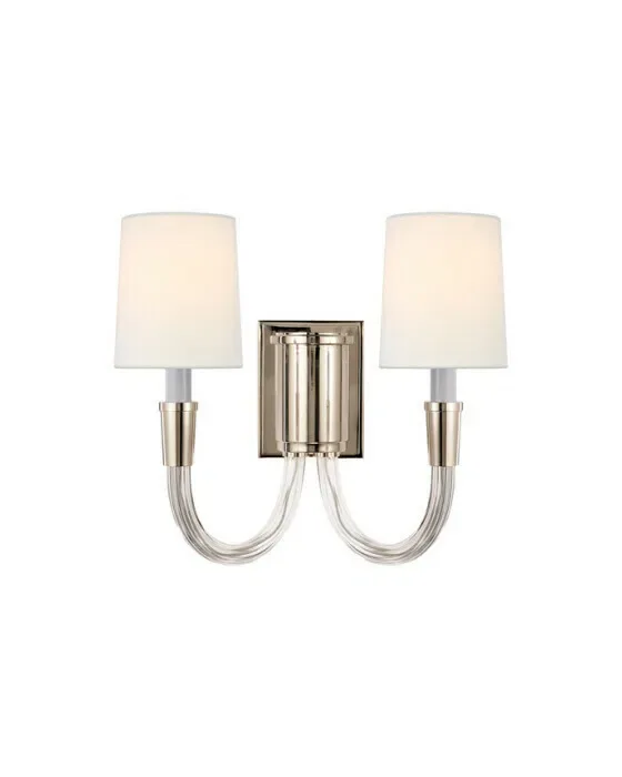 Vivian Double Sconce Polished Nickel/Linen