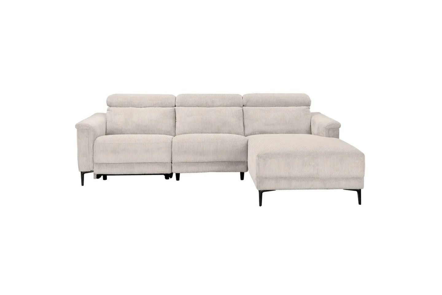 Reclinersoffa med hörn Loft24 Hörnsoffa 3-sits Lund Svart, PU, Vänster Manuell Fåtölj White 0 -
