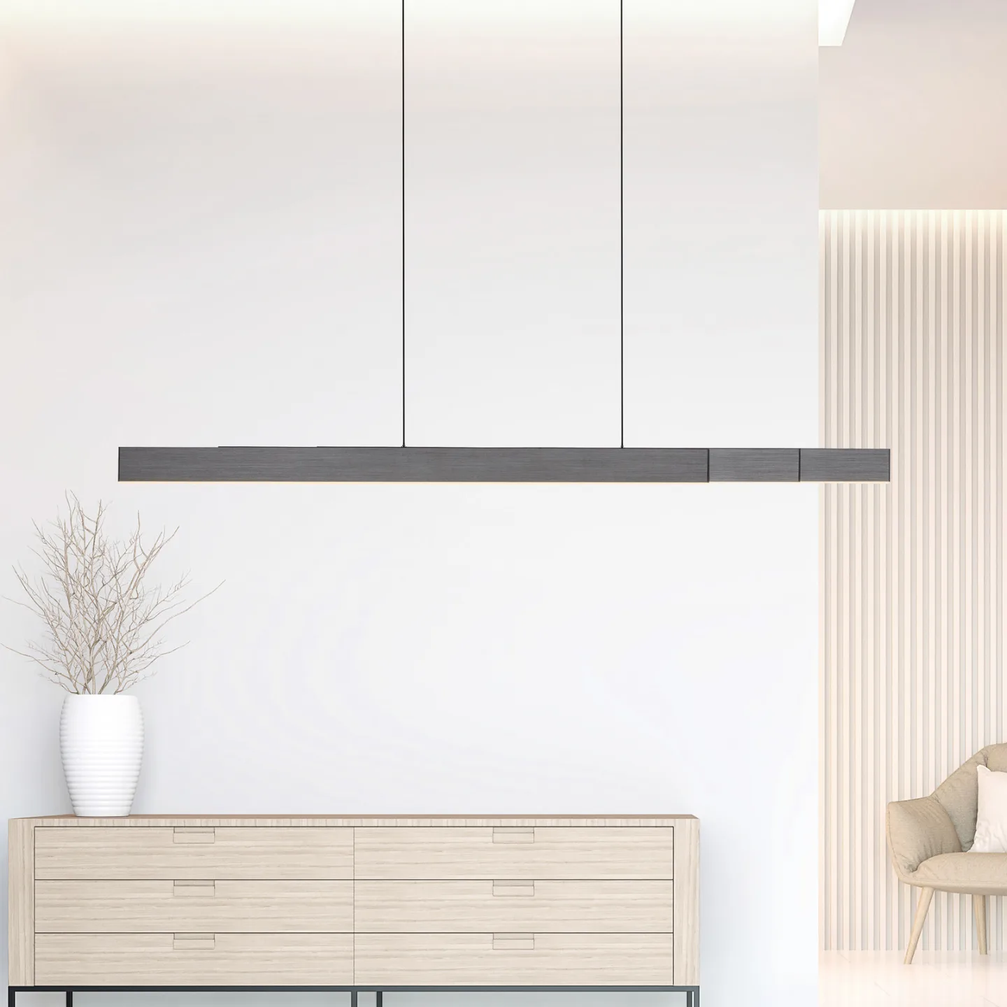 Moto-Rise LED-Hängeleuchte, platin, Aluminium, CCT - PURE PURE Moto-Rise - Wohnzimmer - Modern - Metall - Mehrflammig