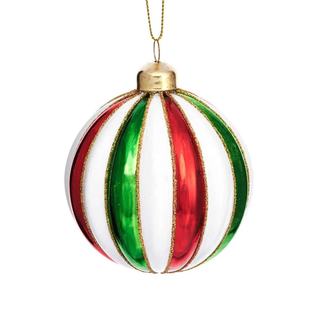 Julgranskulor Rainbow Striped 6 pack