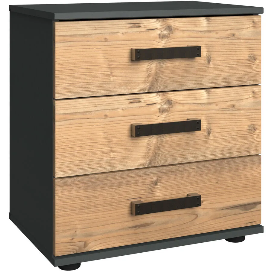 Nachttisch Jasmin Weisstanne Dekor, Graphit Holzwerkstoff B 52 H 58 cm